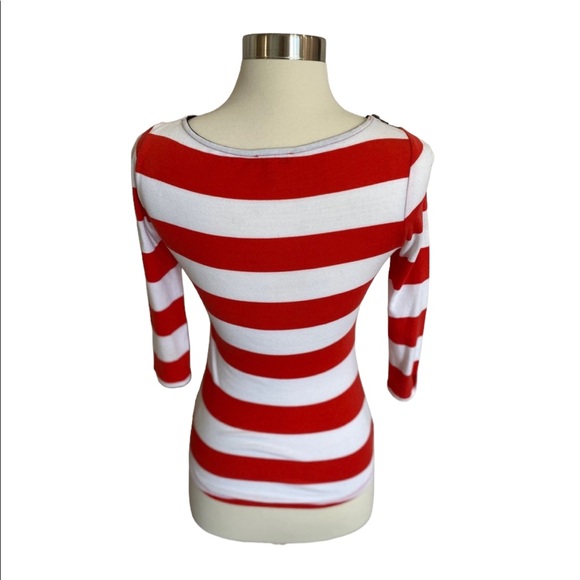 Express Blouse Womens Striped Baseball Tee Stretch Extra Small - Picture 4 of 8